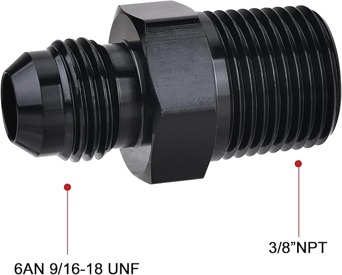 EVIL ENERGY 6AN Male Flare to 3/8" NPT Pipe Fitting Adapter Aluminum Straight Black