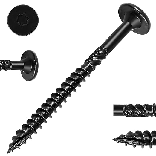 8 Inch Heavy-Duty Outdoor Wood Screws, 250Pcs Star Drive Deck Screws, Black Rust Resistant Timber Screws for Timber/Log/Landscaping Wood (#14 x 8 Black)