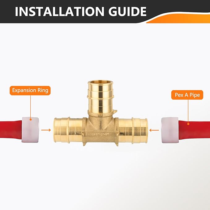 10-Pack HeSun PEX-A Fitting, 1"x1"x1" Expansion Tee, PEX Expansion Fitting Tee, ASTM F1960(PEX1960044-10)