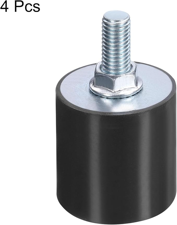 uxcell 4pcs M10x28mm Rubber Isolator Mounts with Studs 40x40mm Male Female Vibration Shock Absorber Zinc Plated Cylindrical Thread Mounts Anti Vibration Isolators with 4pcs M10 Lock Nuts