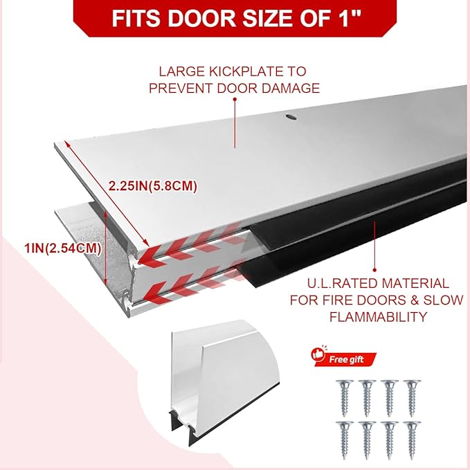 1" x 36" White Aluminum Storm Door Sweep Replacement Weatherproof Bottom Seal for Security Doors (2, Black)
