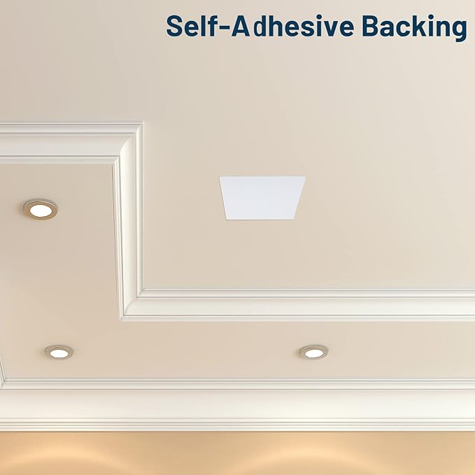 Sosation 6 Pcs Square Plastic Flat Blank Plate Wall Hole Cover Ceiling Cover Plate with 48 Pcs Double Faced Adhesive Tape for Ceilings or Wall(12 Inch)