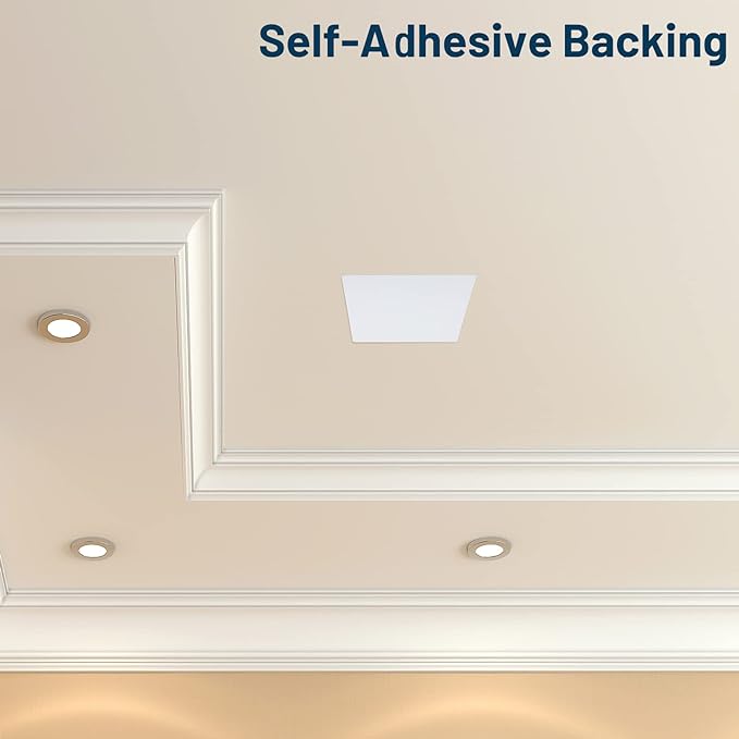 Sosation 6 Pcs Square Plastic Flat Blank Plate Wall Hole Cover Ceiling Cover Plate with 48 Pcs Double Faced Adhesive Tape for Ceilings or Wall(14 Inch)