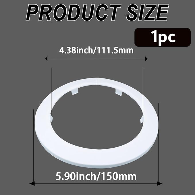 110mm Pipe Cover Decoration; Fit 4.33" Outer Diameter Pipe/Hole; White PP Plastic Escutcheon Collar; Snap-on Water Escutcheon Plate for Bathroom Kitchen Wall Tube Decor 1Piece