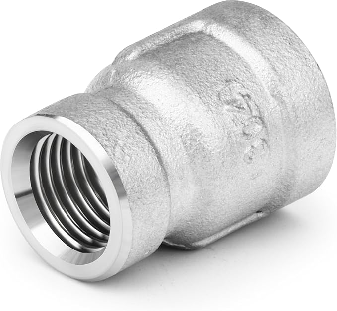 TAISHER 5PCS 304 Stainless Steel Cast Pipe Fitting, Reducer Coupling, 1/2" x 3/8" NPT Female Threaded