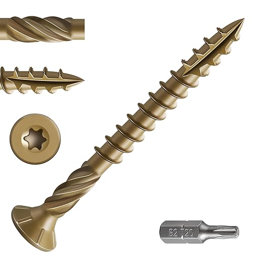 #8 * 1-5/8" Deck Screws, (188pcs) 1 lbs.Exterior Wood Screws, Rust Resistant Epoxy Coated, Bronze, T20 Star Bit