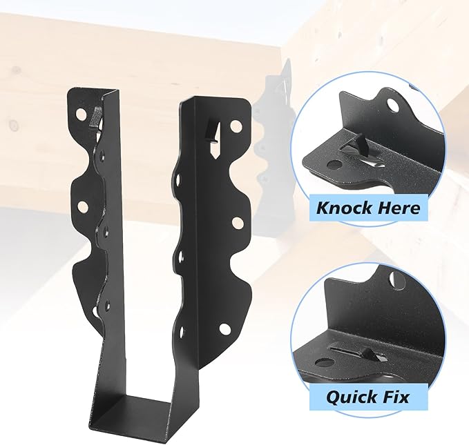 16 Pcs 2"x 8" Joist Hanger,Q235B Steel Face Mount Joist Hangers,Black Powder Coated Hurricane Ties for Rafter, Rafter Brackets for Floor, Deck and Ceiling Joists