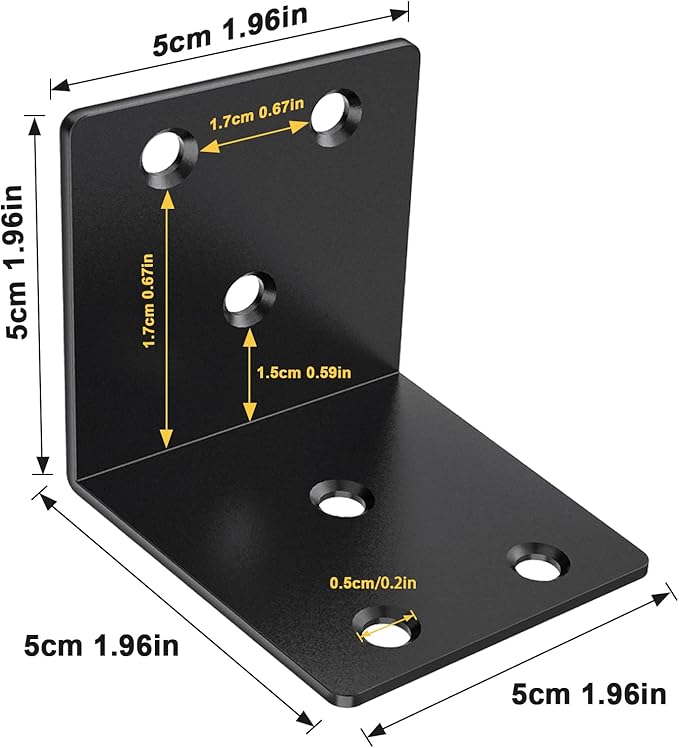 20 Pcs Metal Corner Braces, 2in L Brackets for Wood, 90 Degree Heavy Duty Wide Corner Black Metal Corner Bracket for Wood Furniture Bed Chair