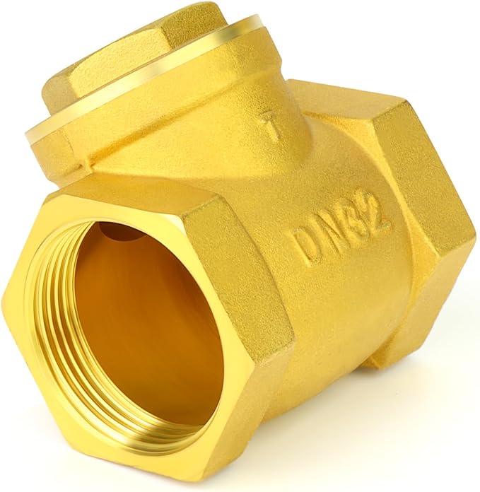GASHER 1PCS Brass Swing Check Valve 1-1/4" Female Thread, Backflow Prevention, Check Valves for Sump Pump and Air Compressor, Gas Air Fuel Oil Water