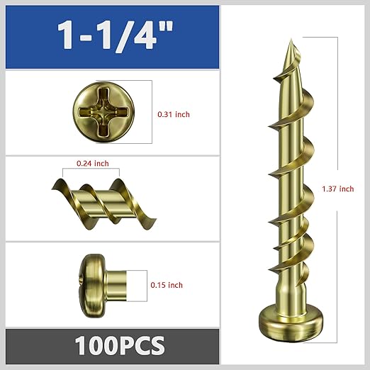 (100 pcs) Pan Head Drywall Anchors 1-1/4" Yellow Zinc, Bolt Anchor, Duty Hollow Wall Anchors