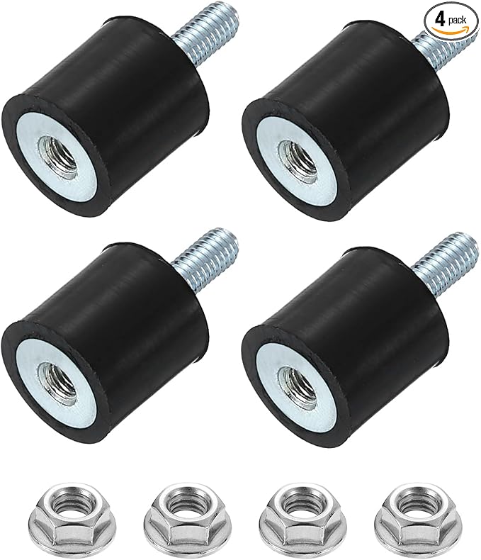 uxcell M3 Rubber Mounts, 4Pcs 10x10mm(DxH) Rubber Cylindrical Anti Vibration Isolator Shock Absorber with Lock Nut for Car Bobbin Generator Air Compressors