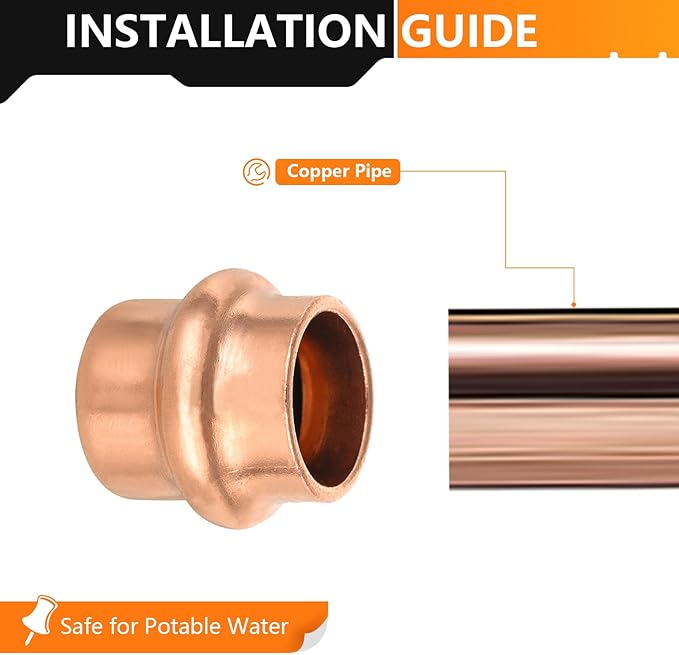 30-Pack HeSun Copper Press End Cap(Plug), 1/2" Pressure Fittings, Press Fit for Copper Tube Connection(PRESS020-30)