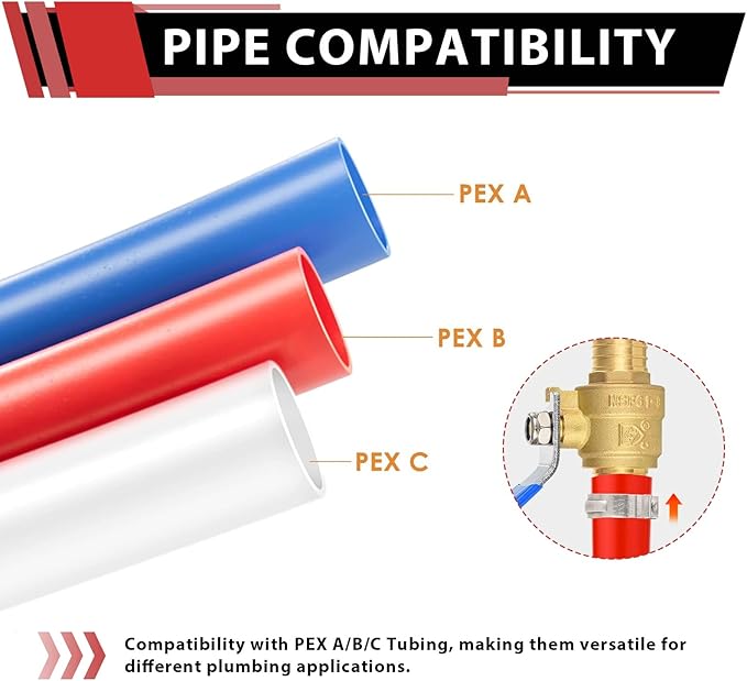 10-Pack EFIELD 3/4 Inch Barb Crimp Pex Brass Full Port Shut-off Ball Valve for Plumbing Application, Blue Level,(VALVE018)