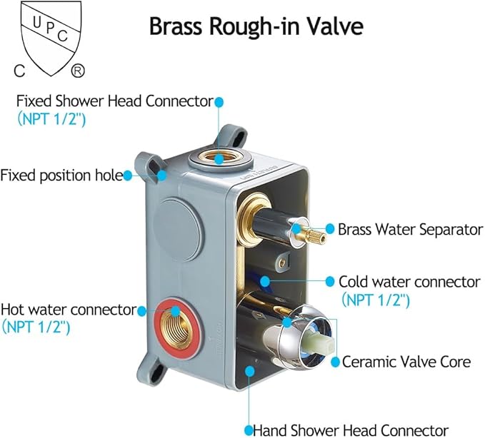 Polished Chrome Shower System 10 Inch Bathroom Luxury Rain Mixer Shower Combo Set Wall Mounted Rainfall Shower Head and Handheld System Shower Faucet Rough-in Valve Body and Trim Kit