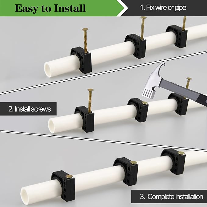 200 Pack 1/2" Half Clamps J-Hook with Nails Set, J Clamps for PEX, Copper, CPVC Tubing Connections