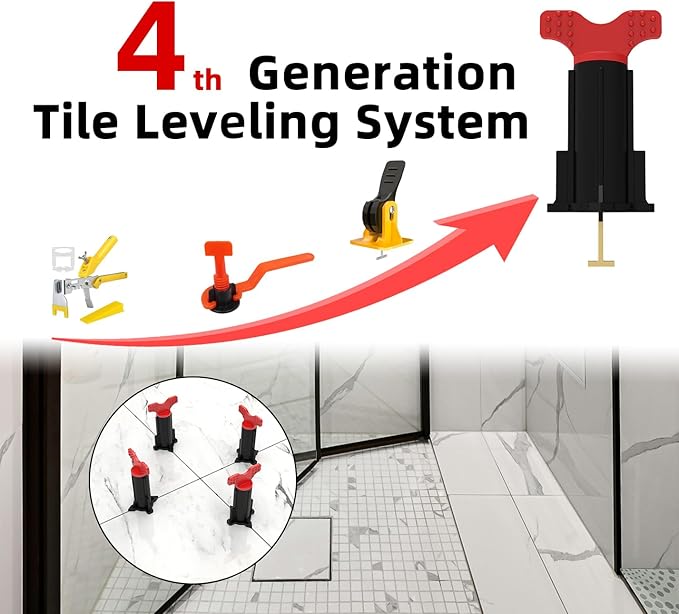 Tile Leveling System, Reusable Tile Spacer Leveling System, Tile Tools for Installation Self Leveling, Tiling Tools and Accessories (40 Sets+40 Extra Pins)