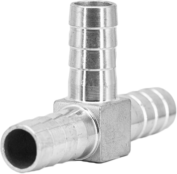 Stainless Steel 5/8" Hose Barb Tee 3 Way T Shaped Barbed Co2 Splitter Fitting