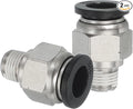 MECCANIXITY 2 Pcs NPT Push to Connect Air Fittings, Male Straight 3/8" Tube OD x 1/8" NPT Thread Air Quick Connector Coupling Adapter for Gas Hose Pneumatic Tools, Black