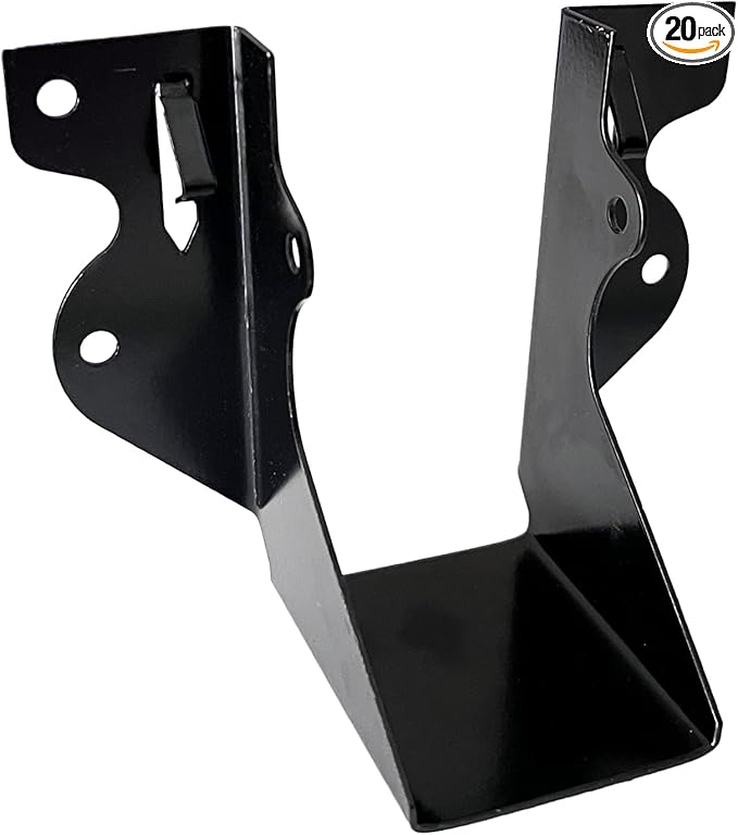 [20 Pack] 2x4 Joist Hanger, 18 Gauge LU24 Black Anti-Corrosion Coating Face Mount Joist Hangers, Wood Hurricane Ties, Rafters Tie(LU24,20pcs, Black)