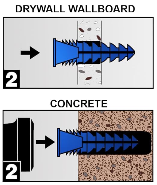 T.K.Excellent Plastic Drywall Anchors and Screws Kit, Ribbed Anchors Assortment Screws Kit, Wall Anchor Kit 400Pcs