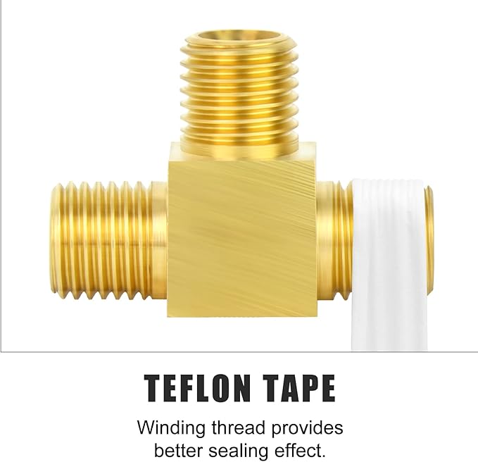 GASHER 5PCS Brass Compression Tube Pipe Fitting Connector, Tee，3/16" x 3/16" x 3/16" Tube OD Connector