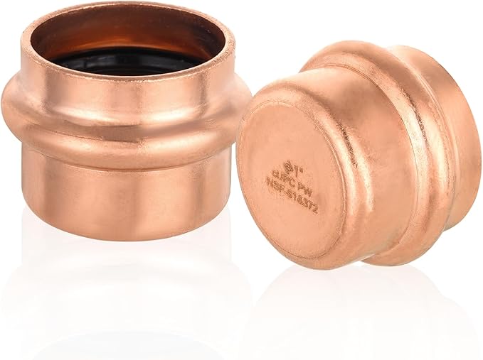 100-Pack HeSun Copper Press End Cap(Plug), 1" Pressure Fittings, Press Fit for Copper Tube Connection(PRESS021-100)
