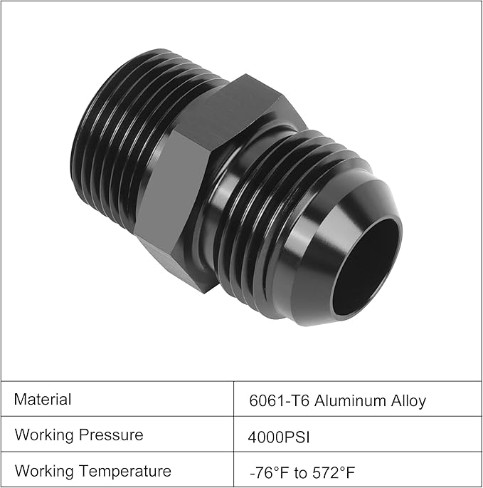 EVIL ENERGY 12AN Male Flare to 3/4" NPT Pipe Fitting Adapter Straight Aluminum Black