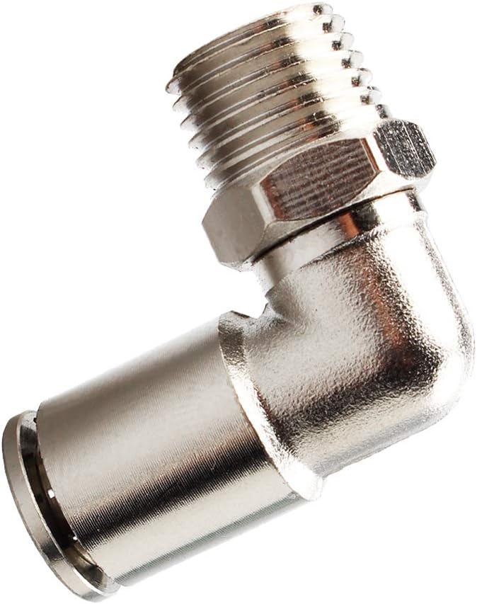 Beduan Brass BPL Push to Connect Air Fittings Elbow 1/4" Tube OD x 1/4" NPT Male 90° Degree Adapter (Pack of 5)