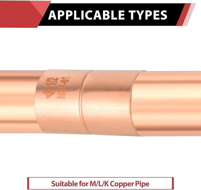 EFIELD 1-1/4-Inch C X C Copper Coupling With Rolled Stop, LF Copper Plumbing Fittings with Sweat Solder Connection,(COPPER087)