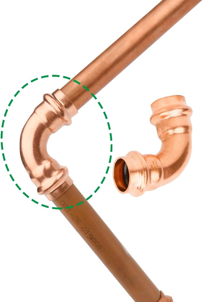 WHK 1/2" Copper Press Propress x 1/2" Pro Press Coupling Adater Fittings 8 Packs with 90 Degree Elbow 4 Packs use for Connect From Cooper to Cooper Pipe(Lead-Free,No Stop)
