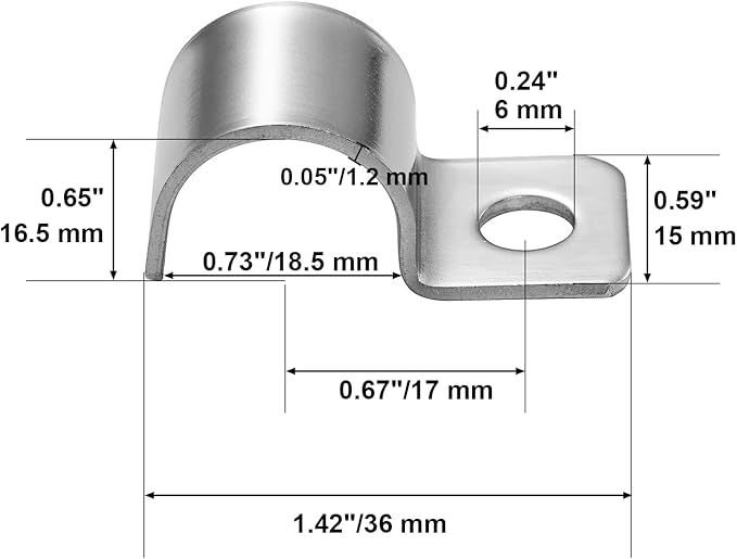 Conduit Pipe Clamps, 304 Ss Pipe Mounting Brackets, Metal One-Hole P-type Clips for Tube or Wire Cord Installation Fixed Clip | OD 11/16" | 25 Pcs