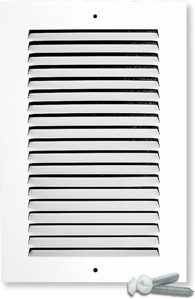 6 x 12 Inch Return Air Vent Cover, Solid Steel HVAC Grille for Wall or Ceiling, White Duct Opening, Durable Return Air Vent Cover, Airflow Ventilation Grille for Home or Office