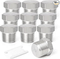 TAISHER 10PCS Stainless Steel Outer Hex Thread Socket Pipe Plug Fitting 1/8" NPT Male