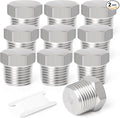 TAISHER 2PCS Stainless Steel Outer Hex Thread Socket Pipe Plug Fitting 1/4" NPT Male