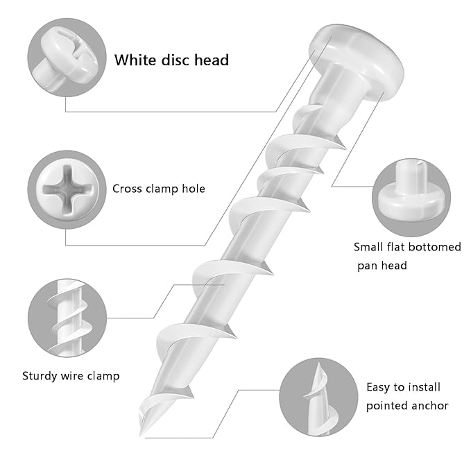 (100 pcs) Pan Head Drywall Anchors 1-1/4" White Anti Rust Coating, Bolt Anchor, Duty Hollow Wall Anchors