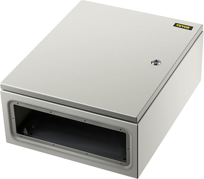 VEVOR NEMA Steel Enclosure, 20 x 16 x 8'' NEMA 4X Steel Electrical Box, IP66 Waterproof & Dustproof, Outdoor/Indoor Electrical Junction Box, with Mounting Plate