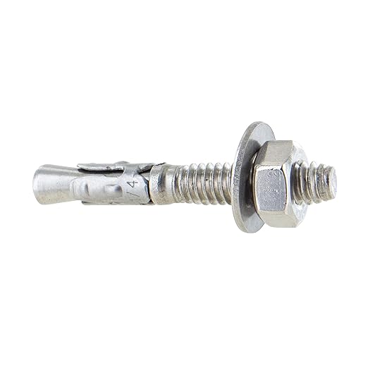 Conquest 316 Stainless Steel Concrete Wedge Anchors 1/4" x 1 3/4" - Heavy Duty Anchor Bolts for Marine, Coastal, and Outdoor Environments (100 Pack)