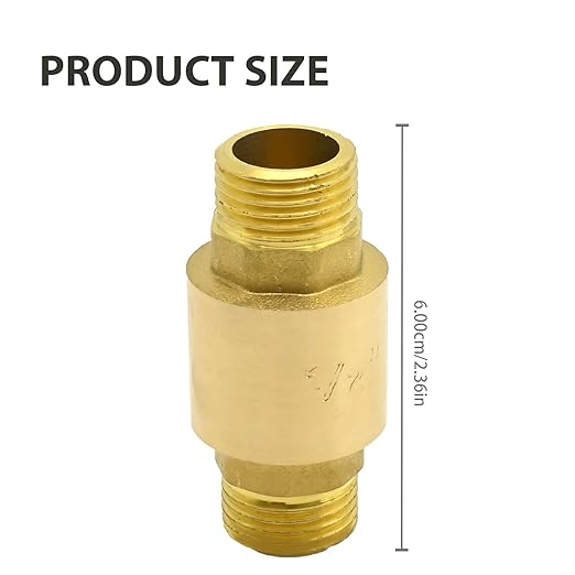 2Pcs Brass in-Line Spring Check Valve DN15 1/2" Male Thread, One-Way Non-Return Vertical Check Valve, Prevent Water Back-Flow for Water Oil