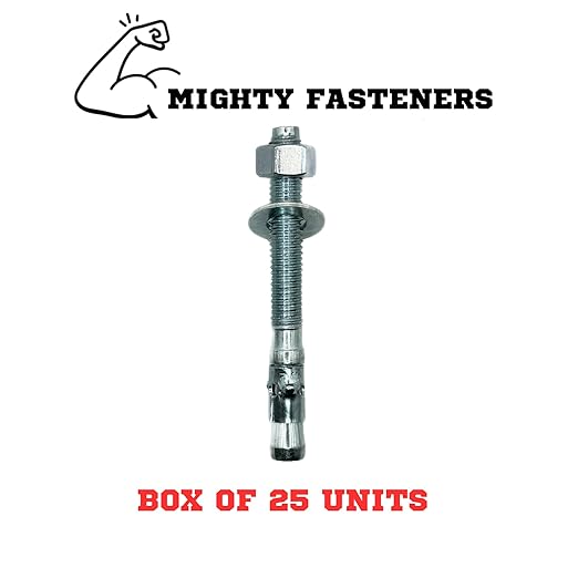 Zinc-Plated Steel Wedge Anchors, 1/2" X 4-1/2" - Heavy-Duty Mounting Bolts for Concrete - 25 Pack