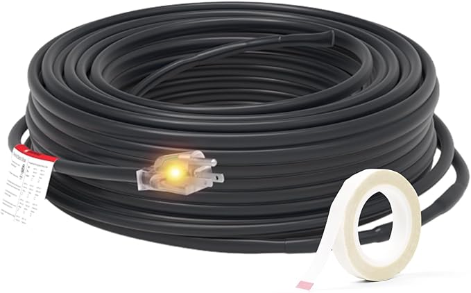 HEATIT 8JHSF1 Self Regulating Pre-Assembled Heating Cable with Spacer and Clips, Heat Tape for Roof Deicing and Pipe Freeze Protection,120V 8W/ft, 15FT
