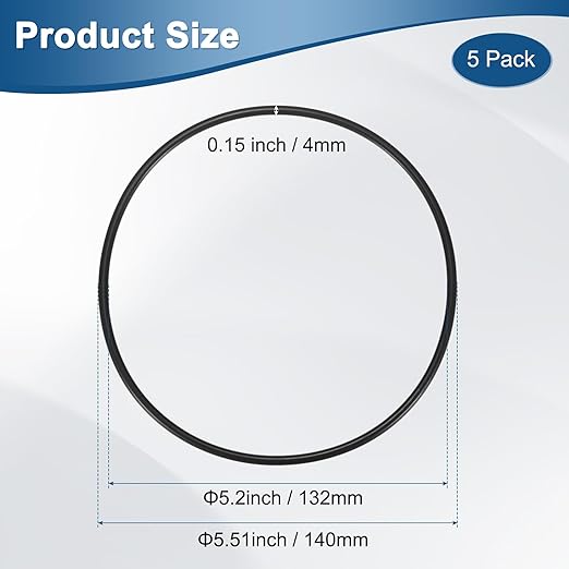 5-Pcak Nitrile Rubber O-Rings, 132mm ID, 140mm OD, 4mm Width, Metric Sealing Washer Gasket for Automotive Machine Plumbing/Faucet/Air or Gas Connections, Resists Oil and Heat
