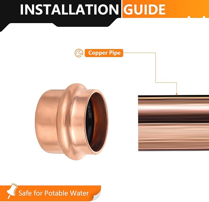 30-Pack HeSun Copper Press End Cap(Plug), 1" Pressure Fittings, Press Fit for Copper Tube Connection(PRESS021-30)