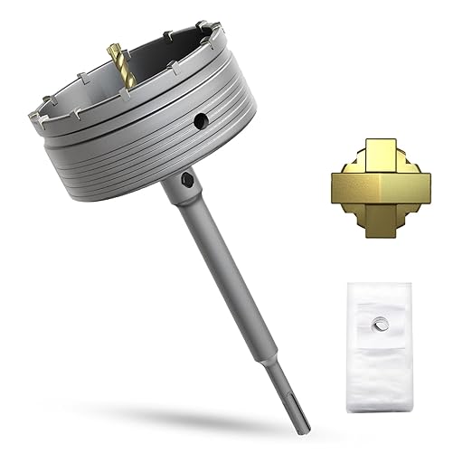 5-1/8" Concrete Hole Saw,130mm Masonry Hole Saw, with 220mm SDS Plus Shank Connecting Rod for Concrete Brick Cement Stone Wall Drilling Home Improvement