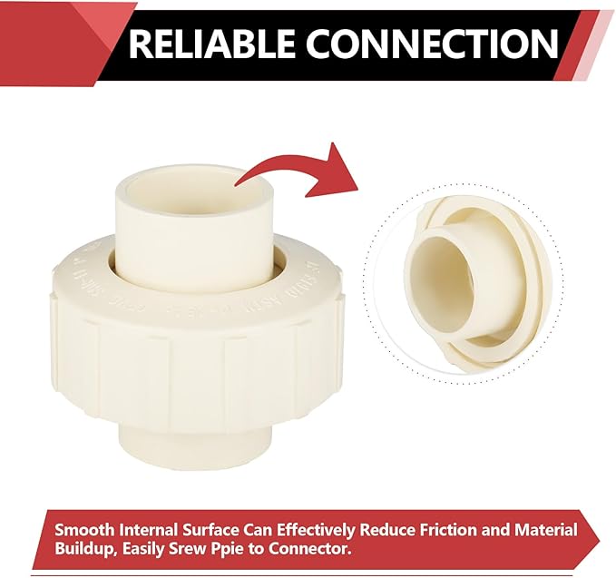 (50 Pack) EFIELD 1" Inch CPVC Slip Union, CTS x CTS Union Solvent Connection Fittings,(CPVC032-50PCS)