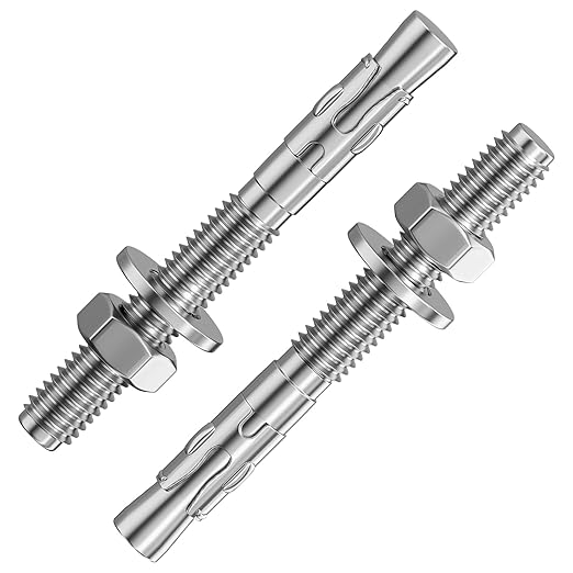 50Pcs 1/4x2-1/2 Inch Standard Fasteners for Heavy-Duty 304 Stainless Steel Wedge Anchors for Cement and Concrete