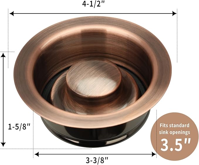Akicon Kitchen Sink Antique Copper Finish Garbage Disposal Flange Stopper, One Size Disposal Rim, Fit 3-1/2 Inch Standard Sink Drain Hole