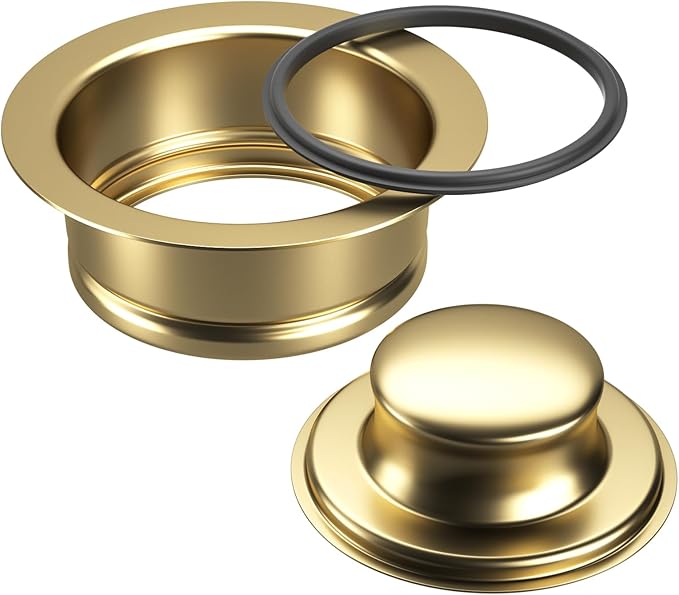 Kitchen Sink Garbage Disposal Flange and Sink Stopper,fit Stainless Steel 3-1/2 inch Standard Sink Drain Opening Kitchen Sink Replacement Accessories (Gold Bright)