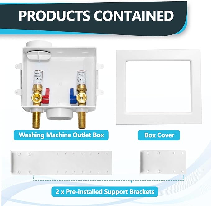 Washing Machine Outlet Box, Center Drain/Side Drain, 1/2 Inch MIP Sweat Inlet x 3/4 Inch MHT Outlet Connection, with Copper Water Hammer Arrestor (Pack of 30)(WM011-30Pack)