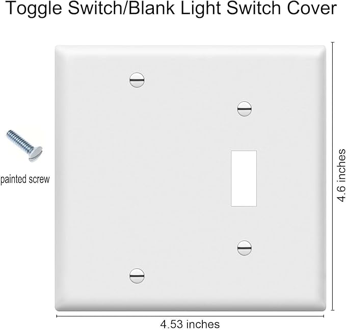 Toggle Switch/Blank Wall Plates 2-Gang Switch Outlet Electrical Cover Plate Unbreakable Thermoplastic Faceplate for Light Receptacle Outlet Switch, White (10 Pack)