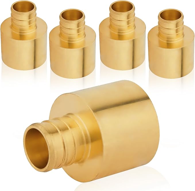 5-Pack HeSun PEX Fittings, 3/4" PEX x 1" Female Sweat Adapter (Over Copper Tube), Brass Crimp Fitting for ASTM F1807(PEX1807135)